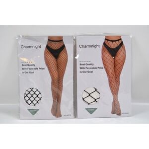 Charmnight Womens High Waist Fishnet Stockings High Pantyhose 2 Pair 4074 / 4542